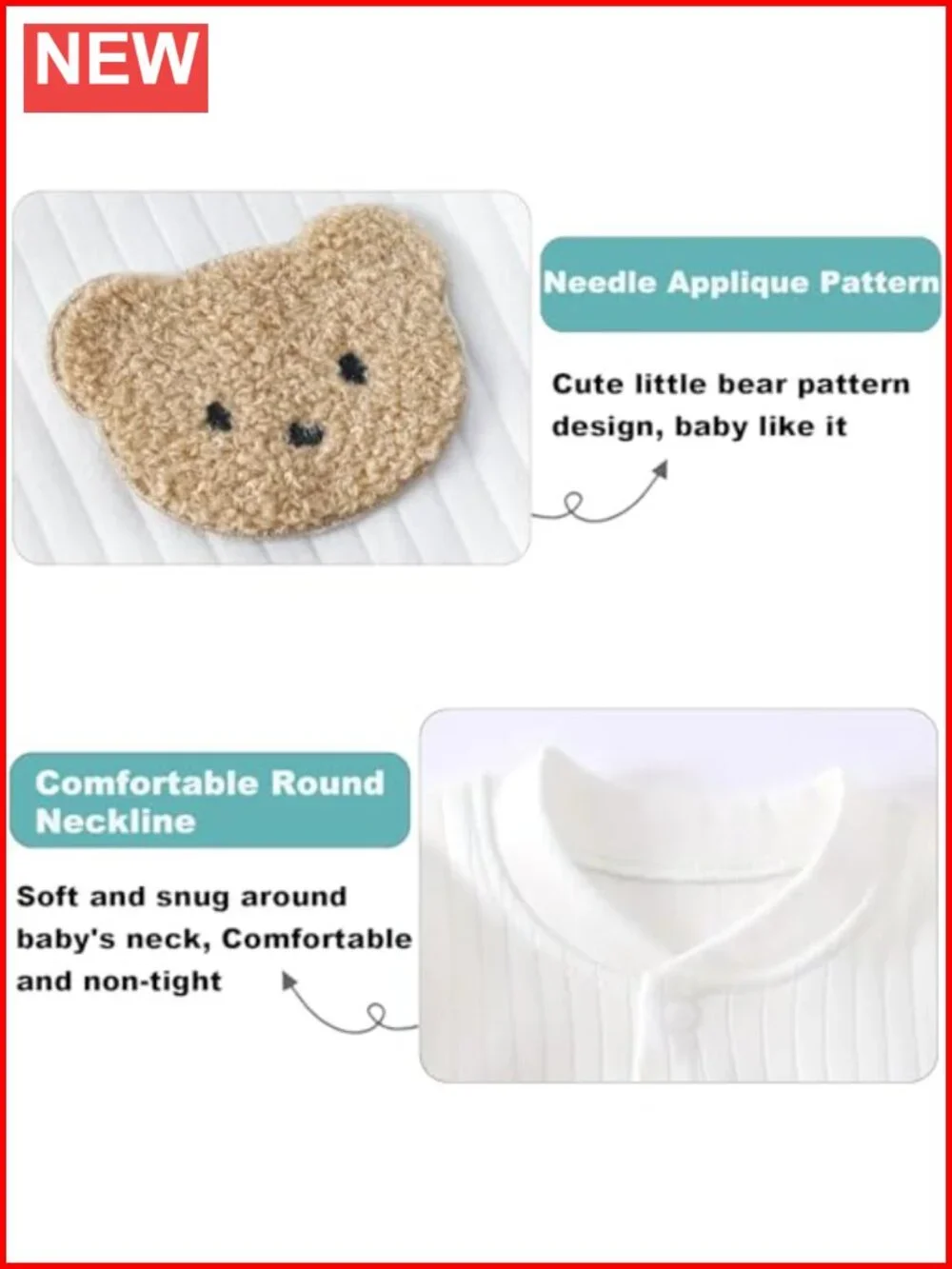 100% Cotton Long Sleeve Baby Romper Snap Closure Unisex Newborn Bodysuit